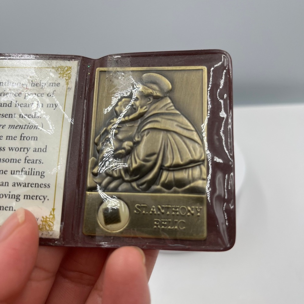 Vintage St. Anthony of Padua Relic Prayer Card Pocket Shrine Catholic Devotional - Picture 6 of 8